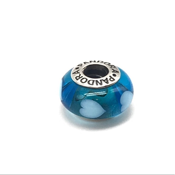 Pandora Blue Murano Glass Hearts Charm - Picture 5 of 6